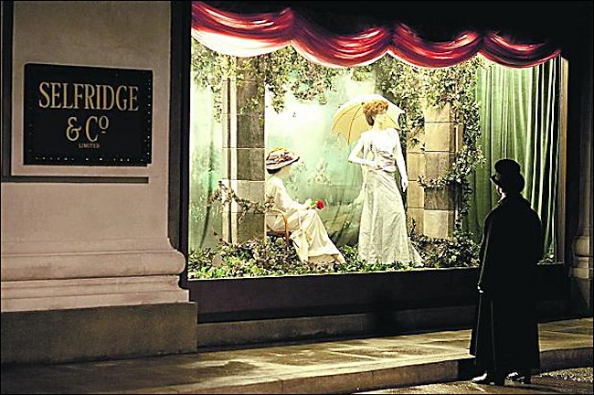 Selfridges window display from the film set of Mr Selfridge TV period drama