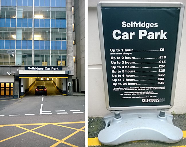 Selfridges car park charges