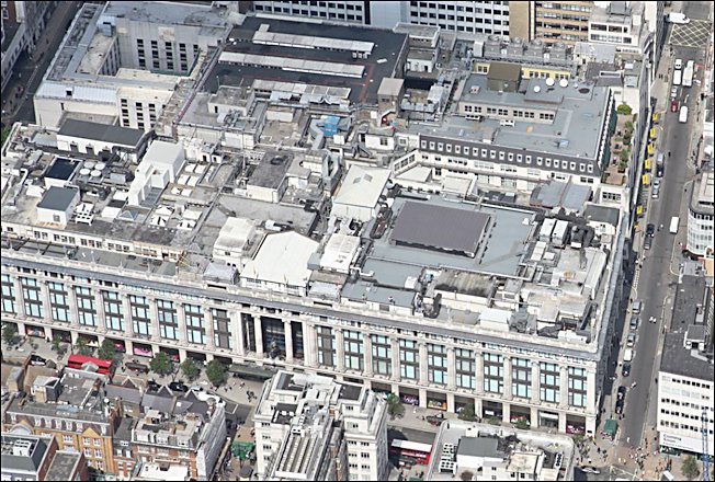 Selfridges as viewd from a helicopter